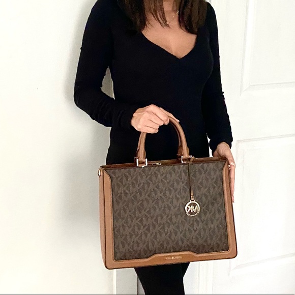 Michael Kors Handbags - NEW authentic MK signature monogram brown tote
